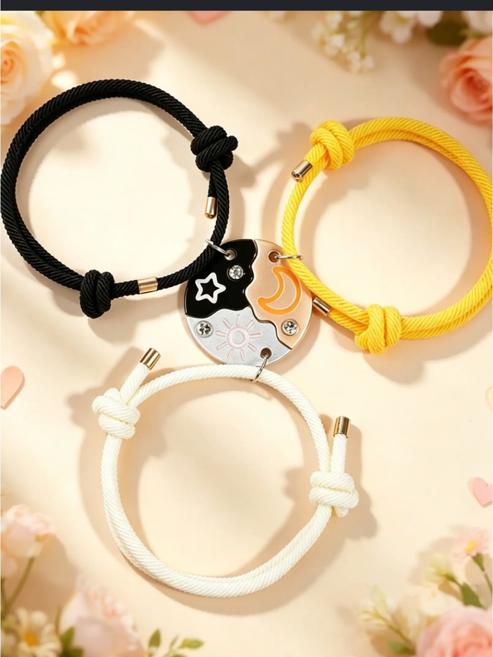 TikTok shop 3 pack magnetic sun, moon, star friendship sisterhood bracelets